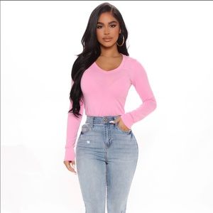 PINK FASHION NOVA LONG SLEEVE TOP NWT